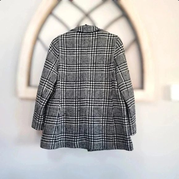 Talbots Black & Off White Houndstooth Glen Check Wool Blend Jacket Size 6 - Picture 2 of 8